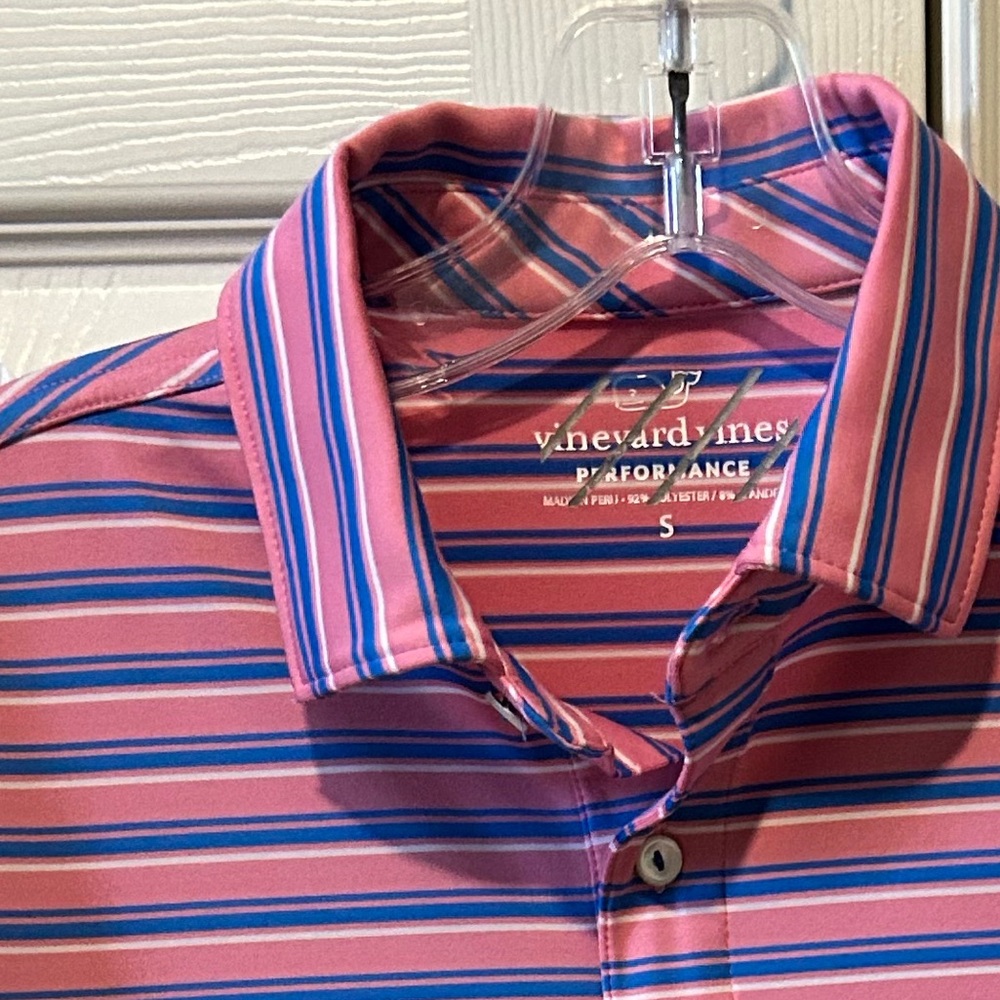 Vineyard Vines Pink and Blue Performance Polo